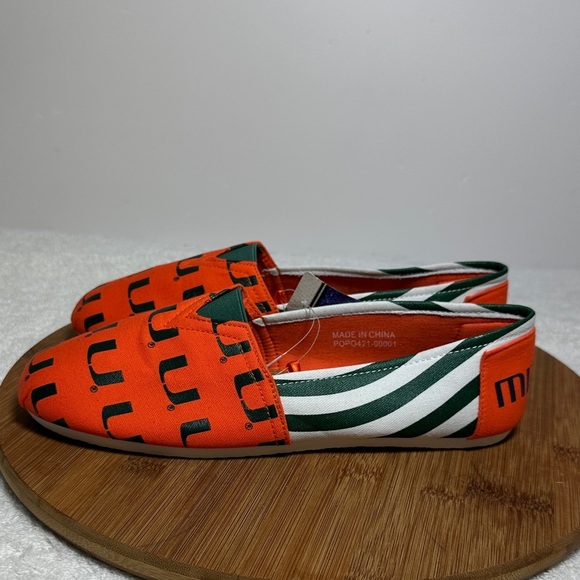 NCAA Miami Hurricanes Canvas Slip On Casual Shoes Orange Green Women’s L-(9-10) - Picture 4 of 8